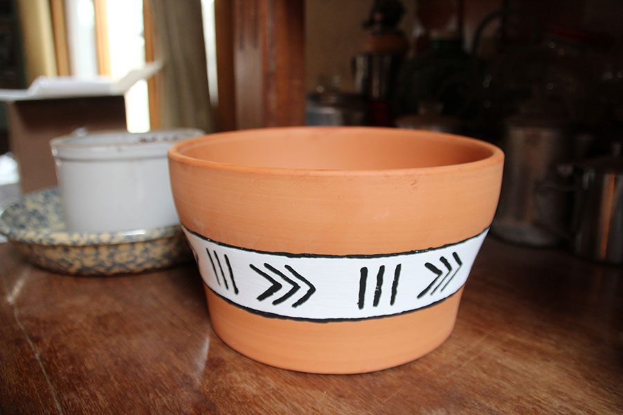 Unique Terra Cotta Pots with Mud Cloth Pattern