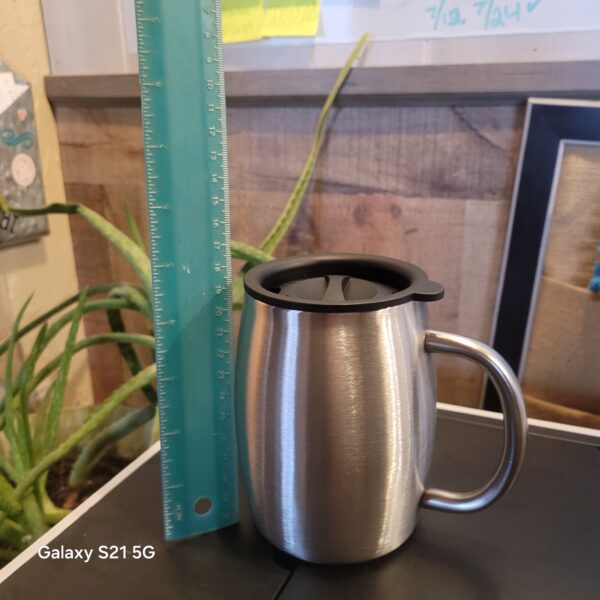 Image showing stainless steel mug with lid's height